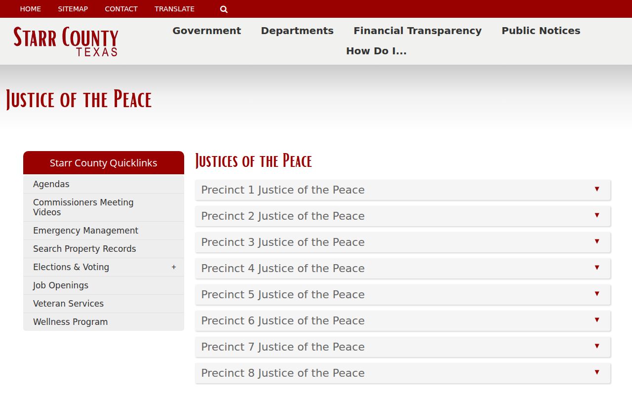 Official Starr County justice court directory used for La Grulla citation records
