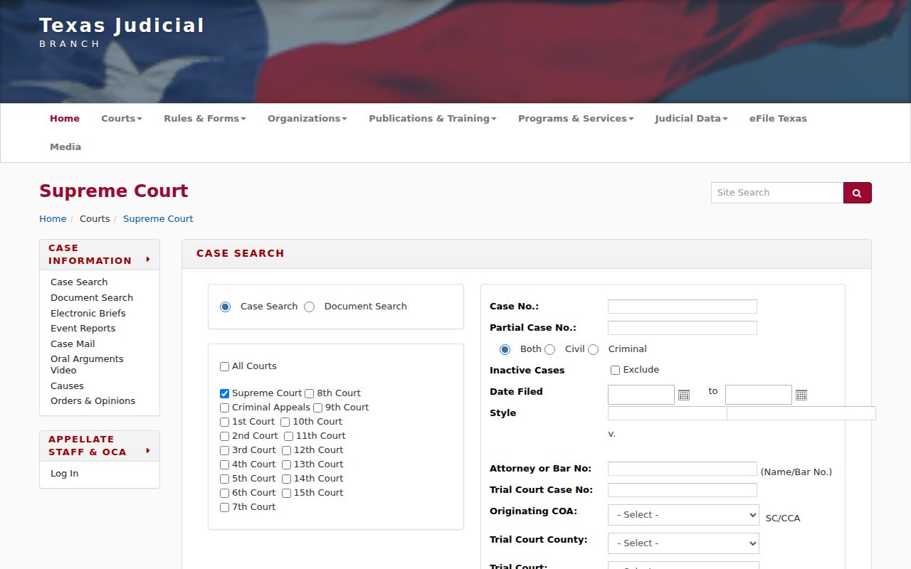 Texas appellate case search used after a La Grulla case leaves the trial court