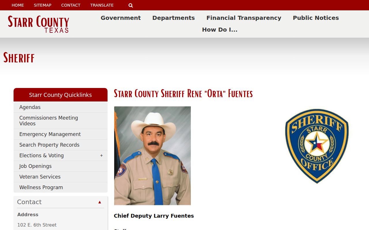 Starr County arrest records sheriff and VINELink route