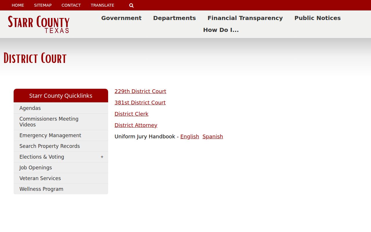Starr County criminal court case district court directory