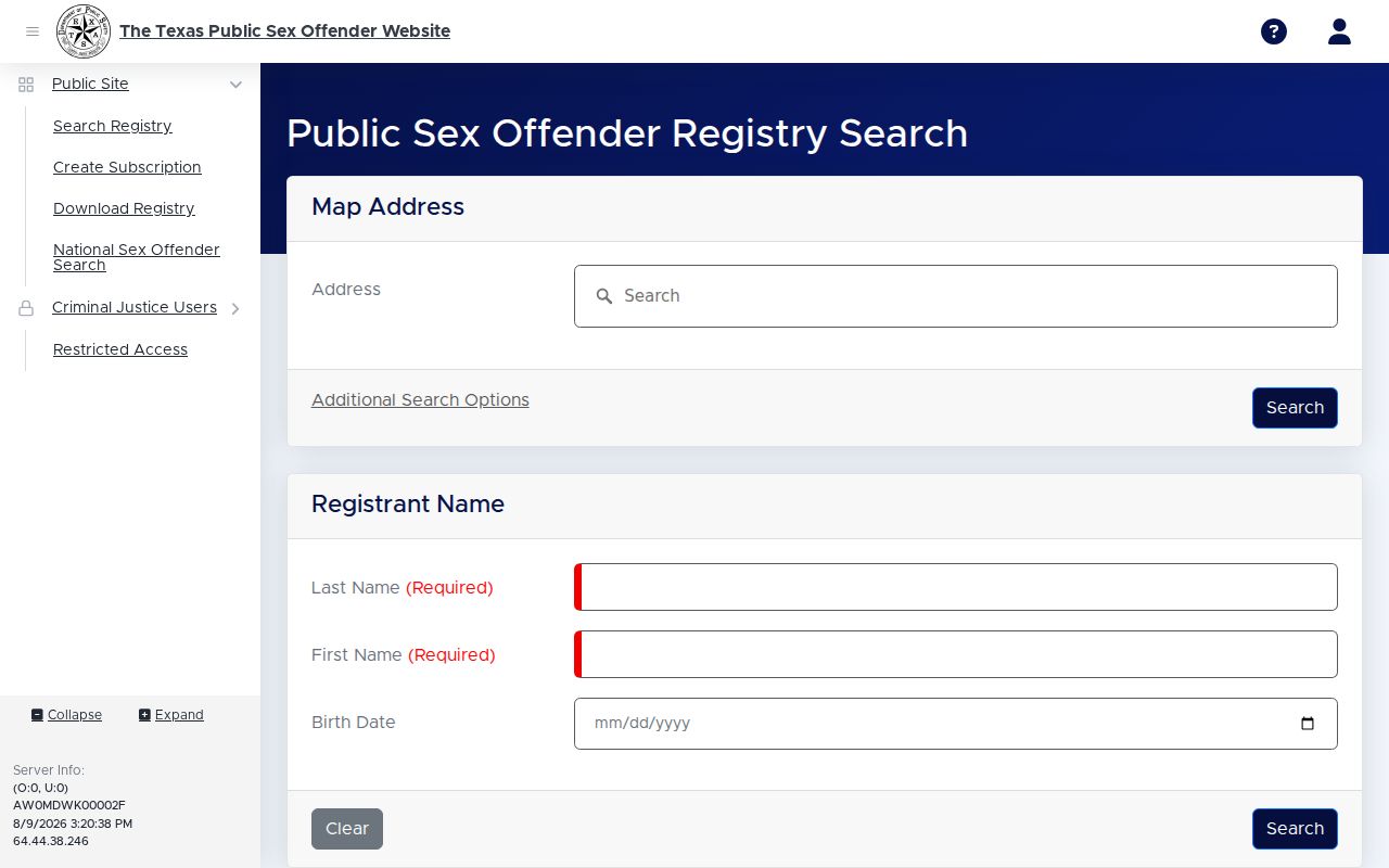 Starr County sex offender lookup on the Texas DPS public registry