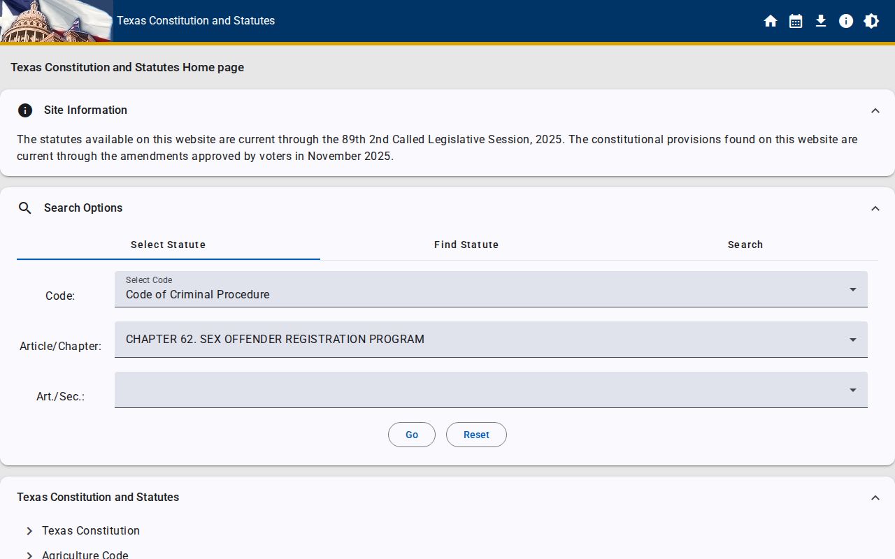 Texas Chapter 62 statute for Starr County sex offender registration duties